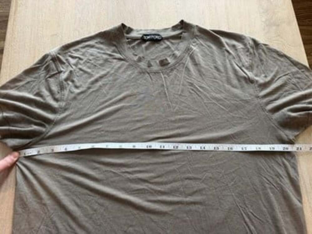TOM FORD Lyocell-Cotton Crewneck T-Shirt in Taupe/Green Size 48 or US Medium - Picture 7 of 11